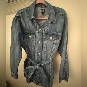GAP Women's Belted Denim Jacket - Light Blue NEW